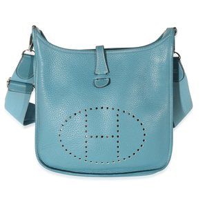 Hermes Clemence Blue Jean Evelyne III PM